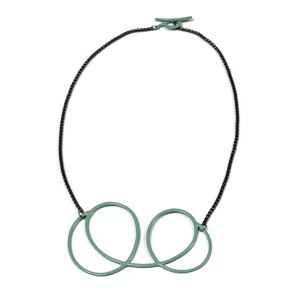Linework Necklace Barbell - Pale Malachite