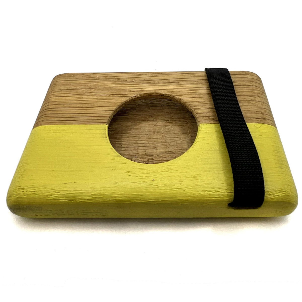 Solid Oak Wood Yellow Hole Business Card Holder