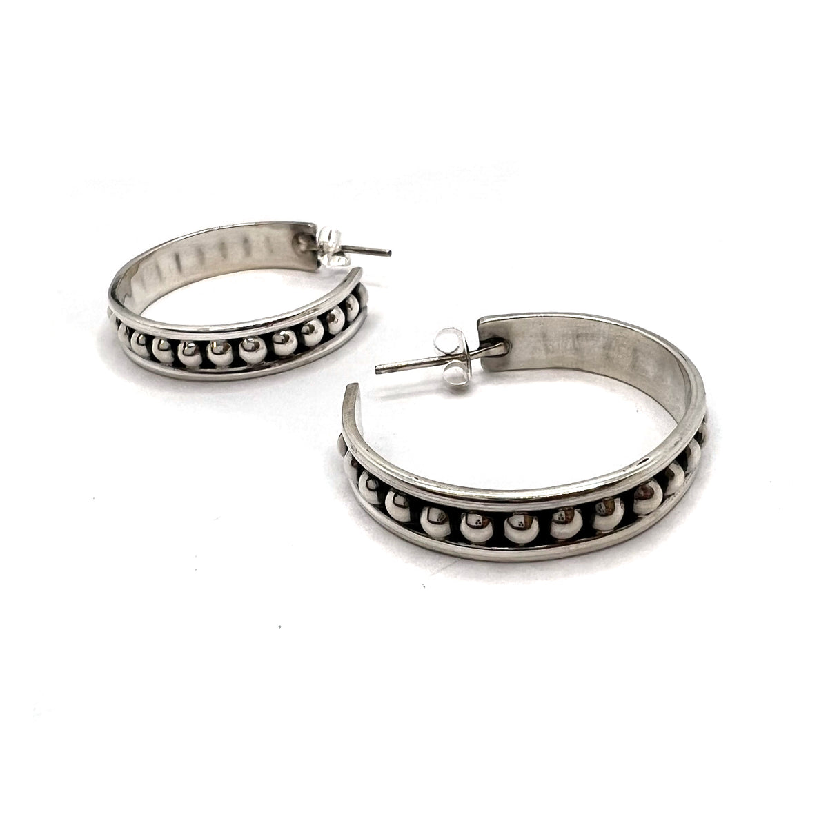 Sterling Silver Studded Hoop Earrings