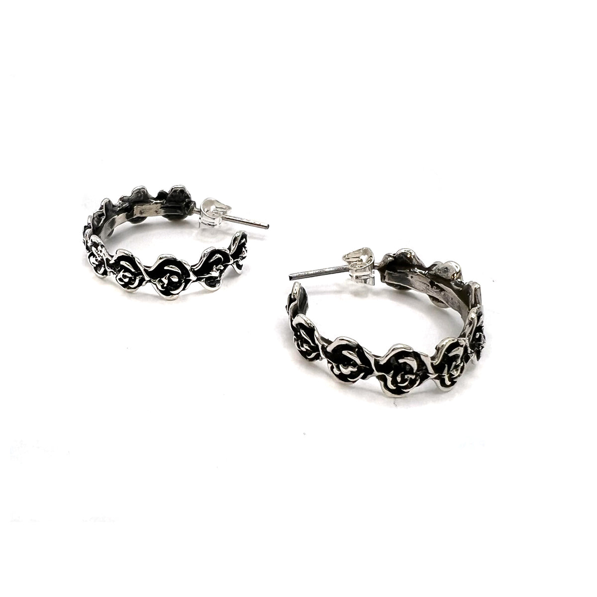 Sterling Silver Polished + Oxidized Earrings