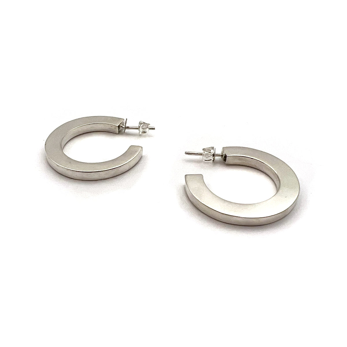 Sterling Silver Thick Hoop Earrings