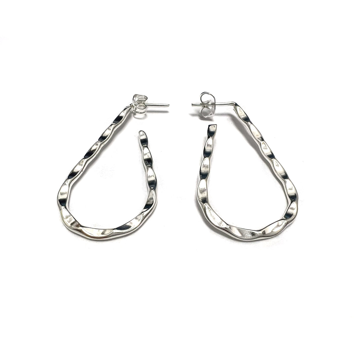 Sterling Silver J Shape Hoop Earrings