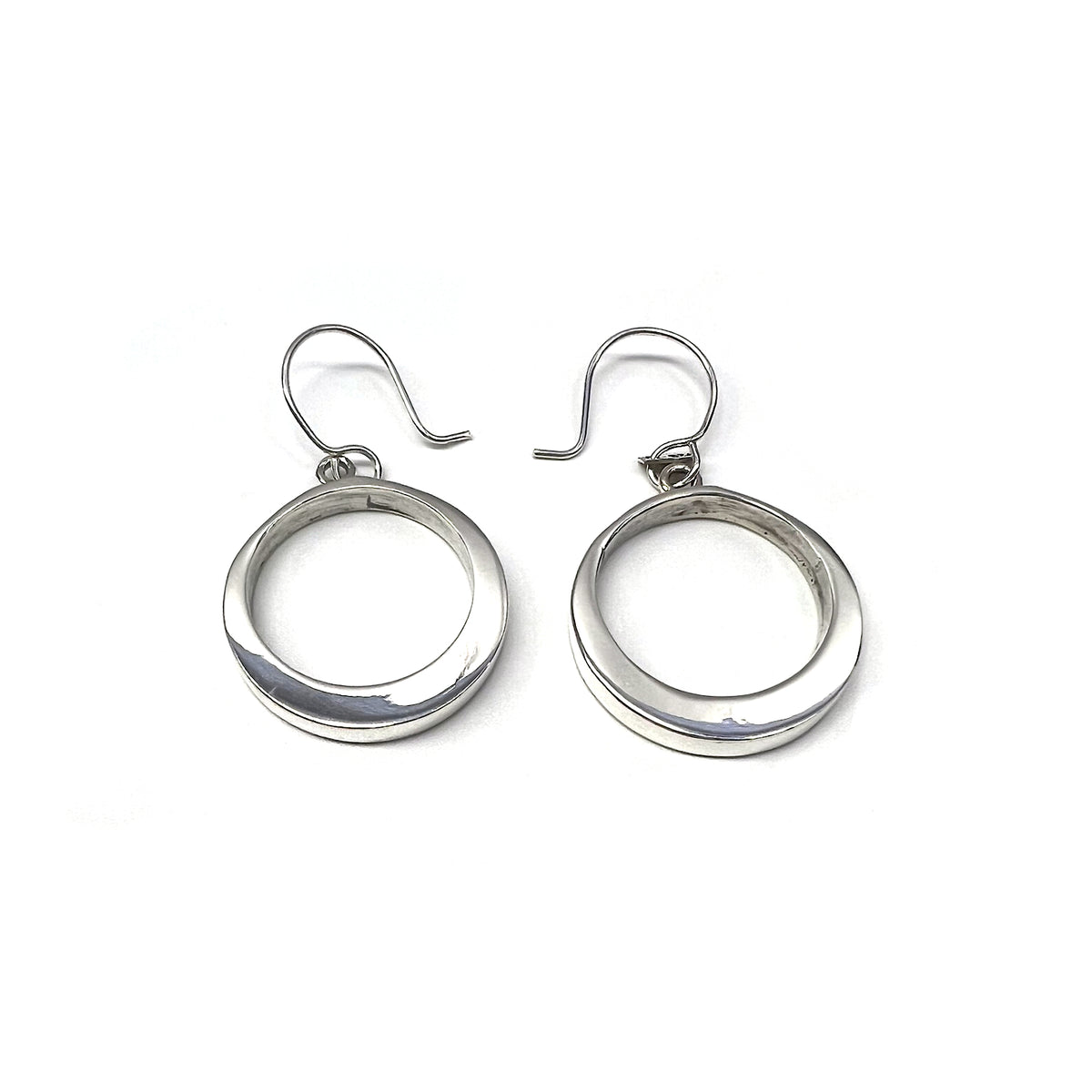 Sterling Silver Circle Dangle Earrings