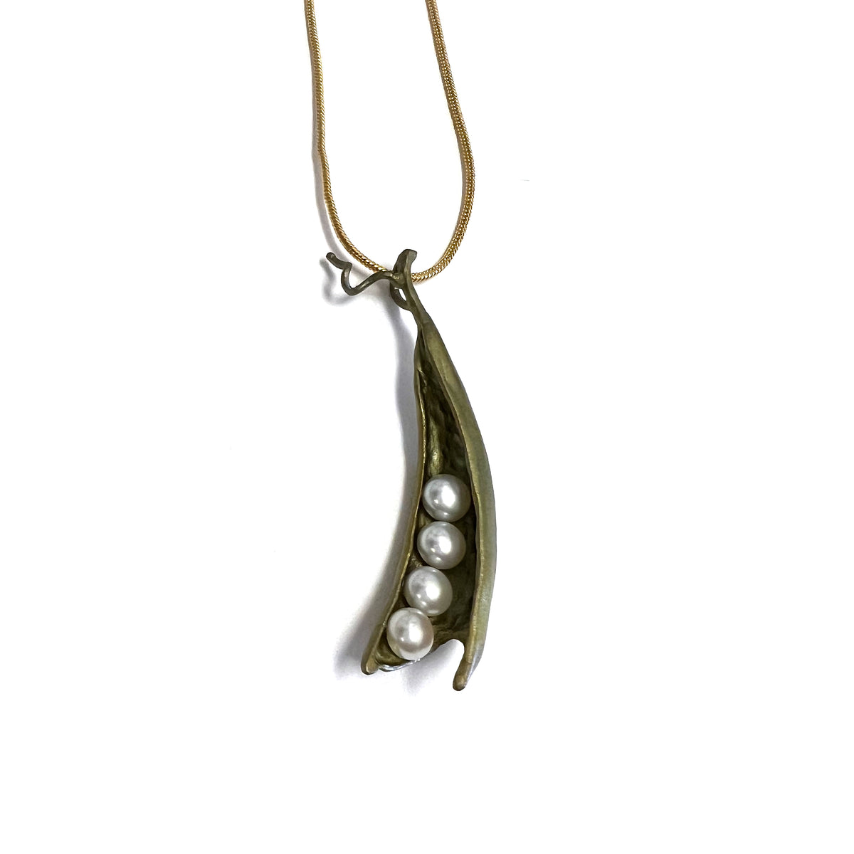 Pea Pod Pearl Pendant Necklaces by Michael Michaud