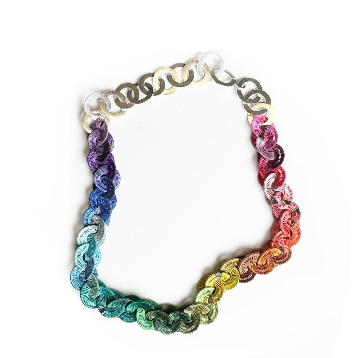 Short Knitted Rainbow Necklace