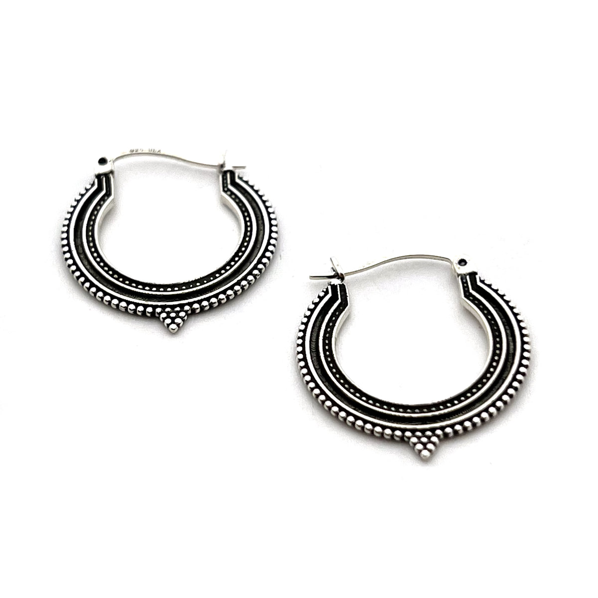 Sterling Silver Clustered Circle Hoop Earrings