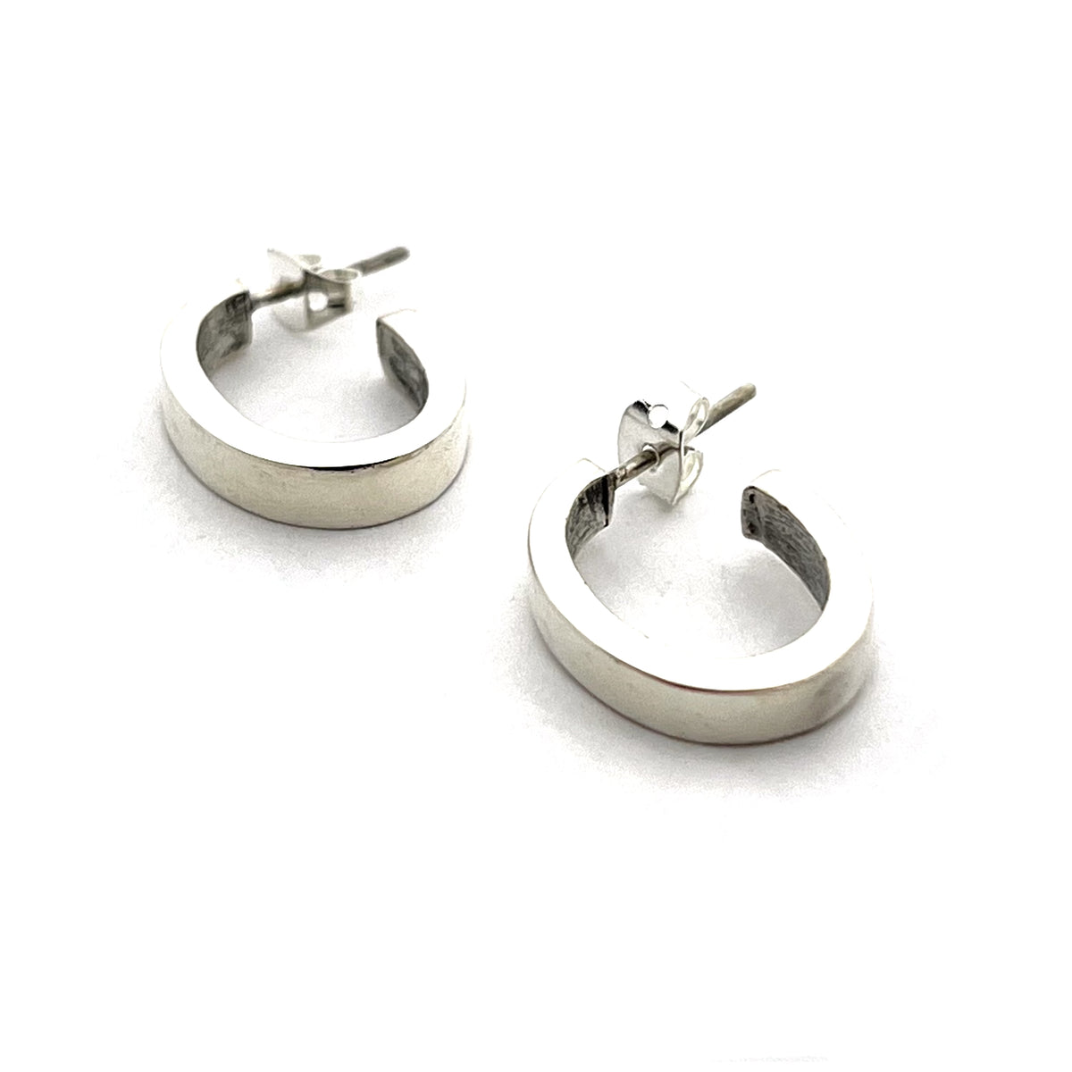 Sterling Silver Thick Hoop Earrings