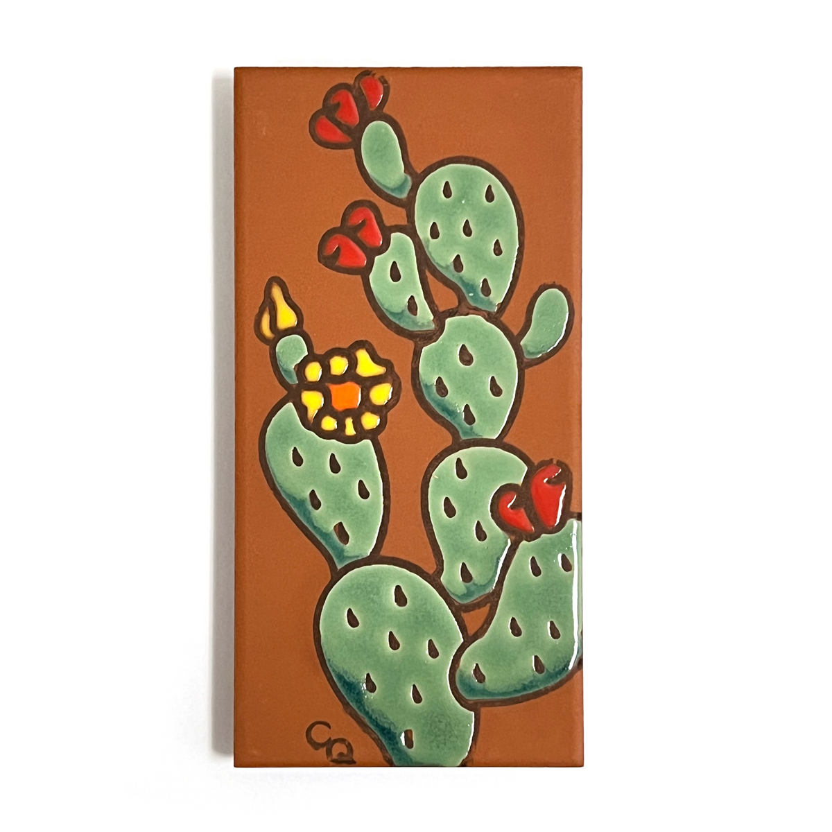 Prickly Pear Hand Glazed Tile