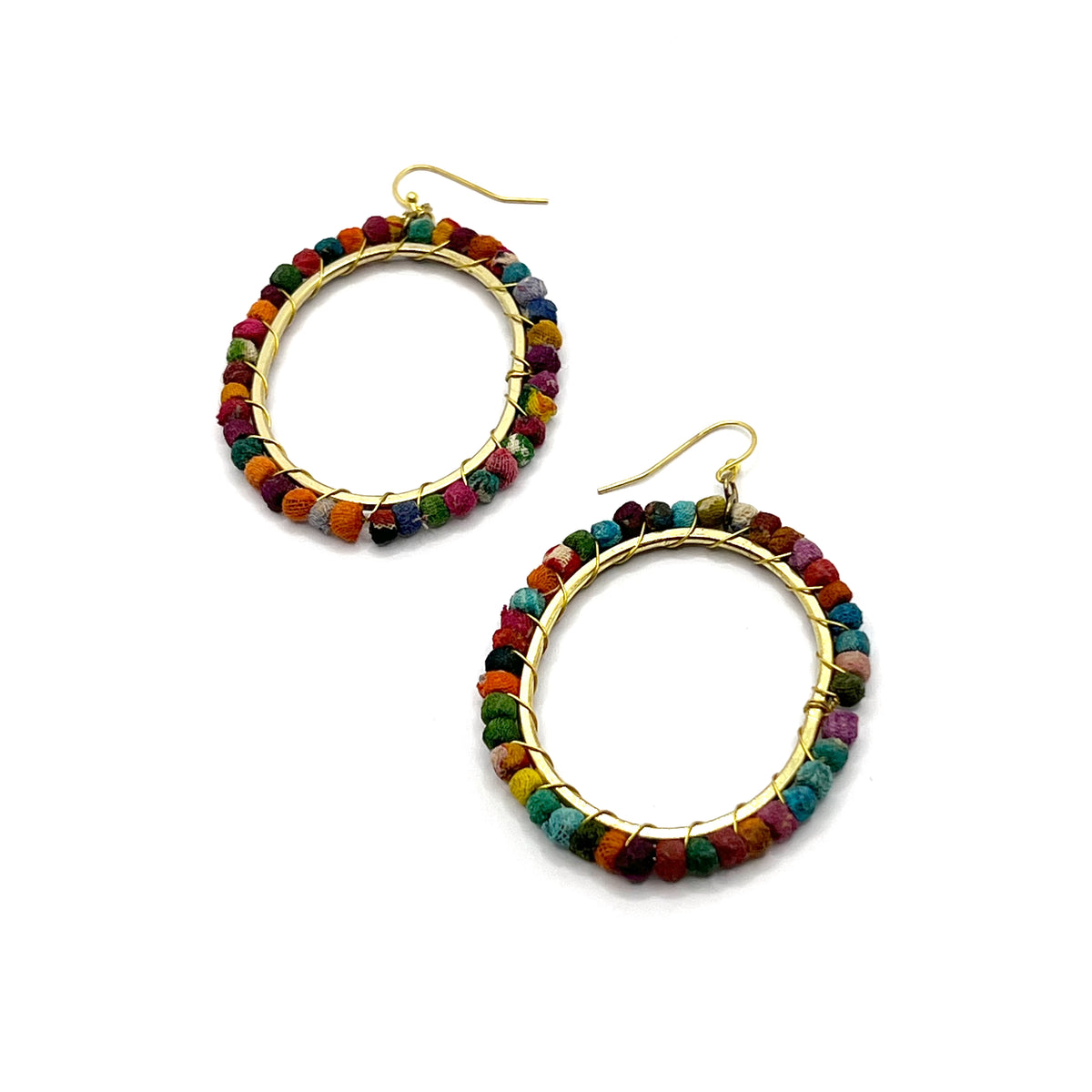 Kantha Milieu Oval Loop Earrings