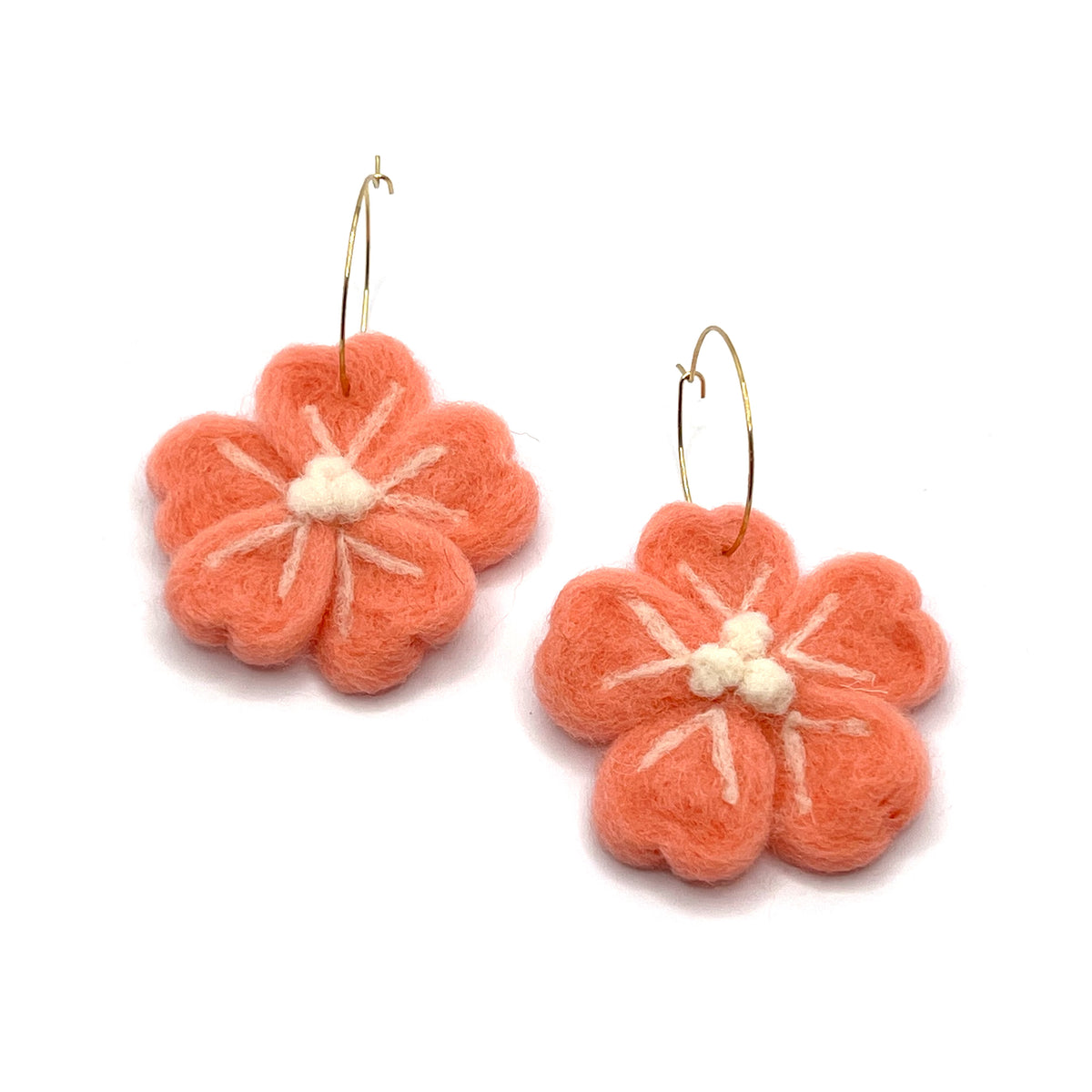 Sakura Flower Felted Earrings