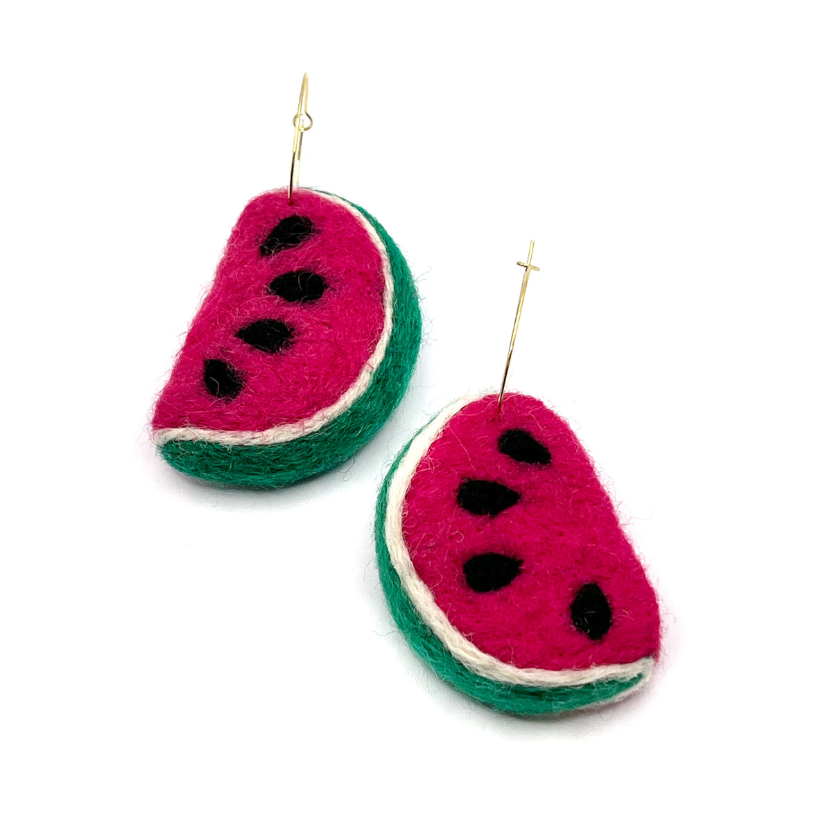 Watermelon Felted Earrings