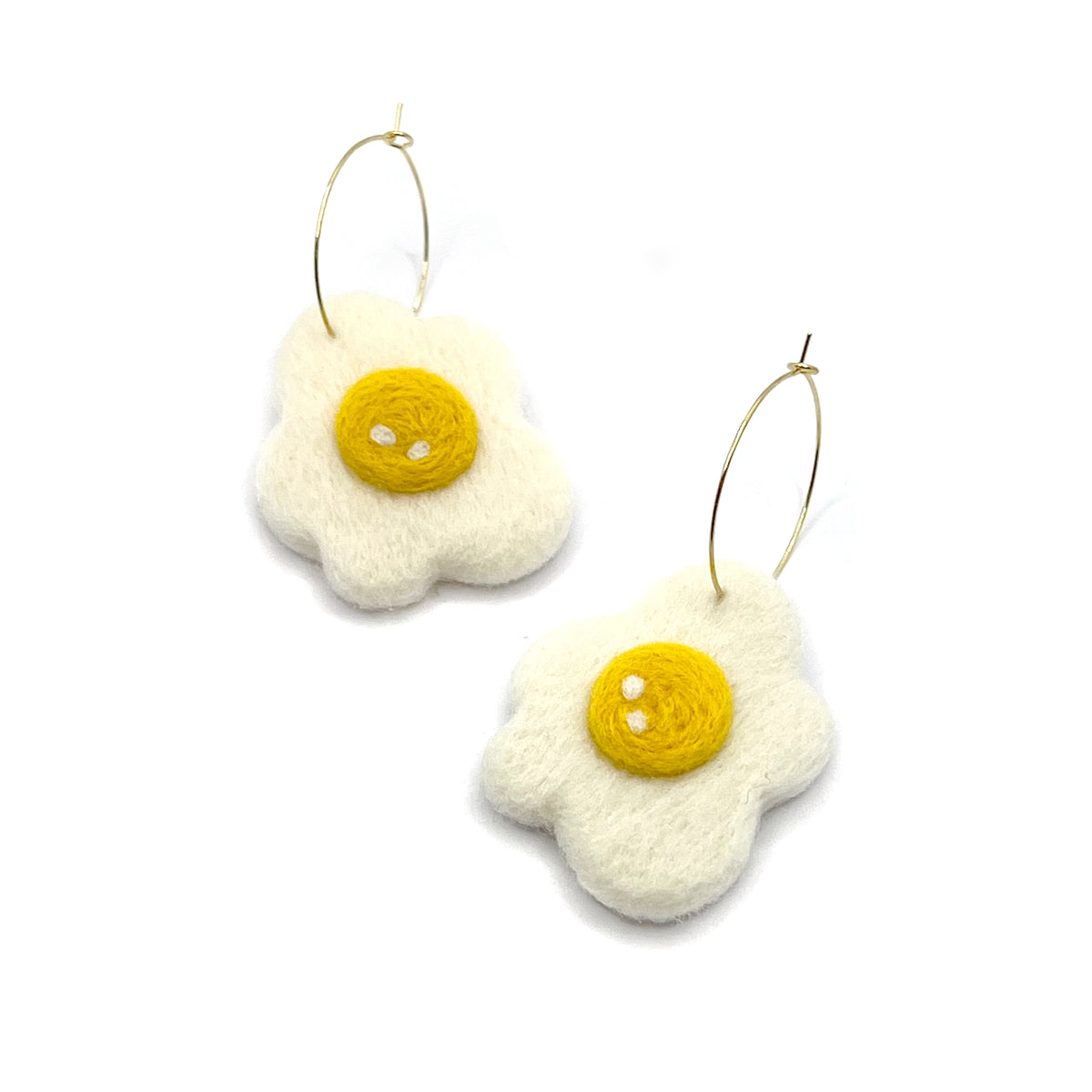 Fried Egg Felted Earrings