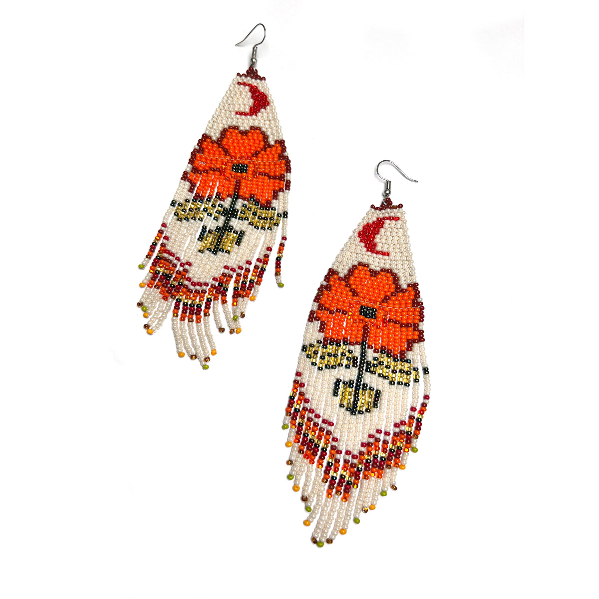 Orange Moonflower Oversized Earrings