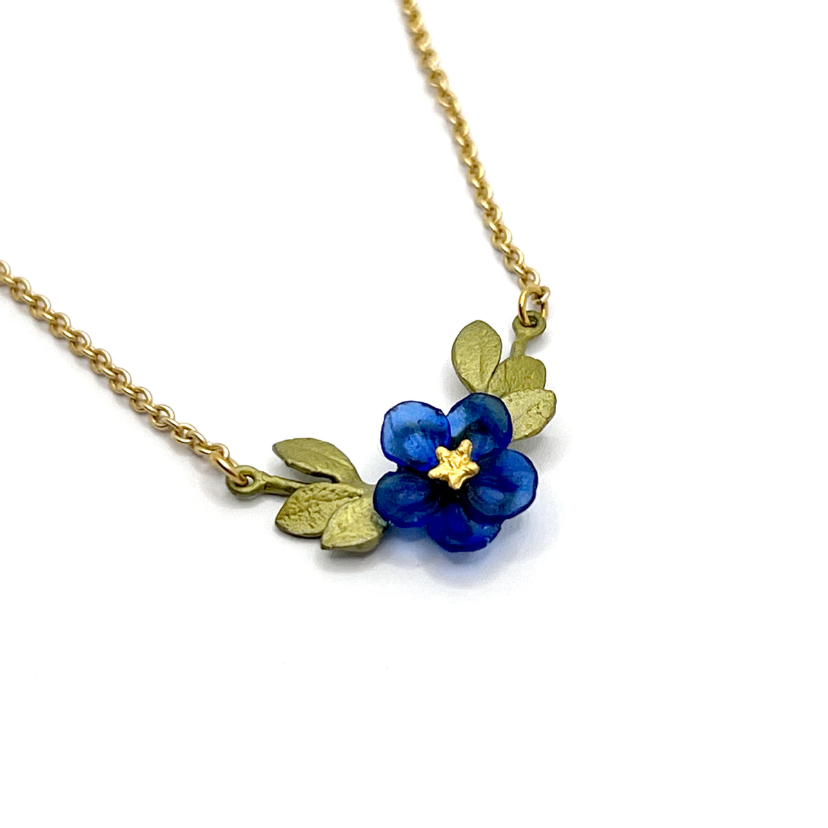 Collar de una sola flor azul violeta - Diseño de Michael Michaud