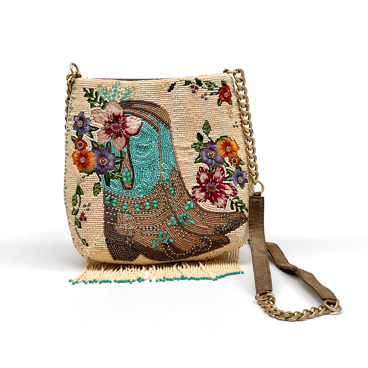 Mary Frances Line Dance Beaded Crossbody Bag