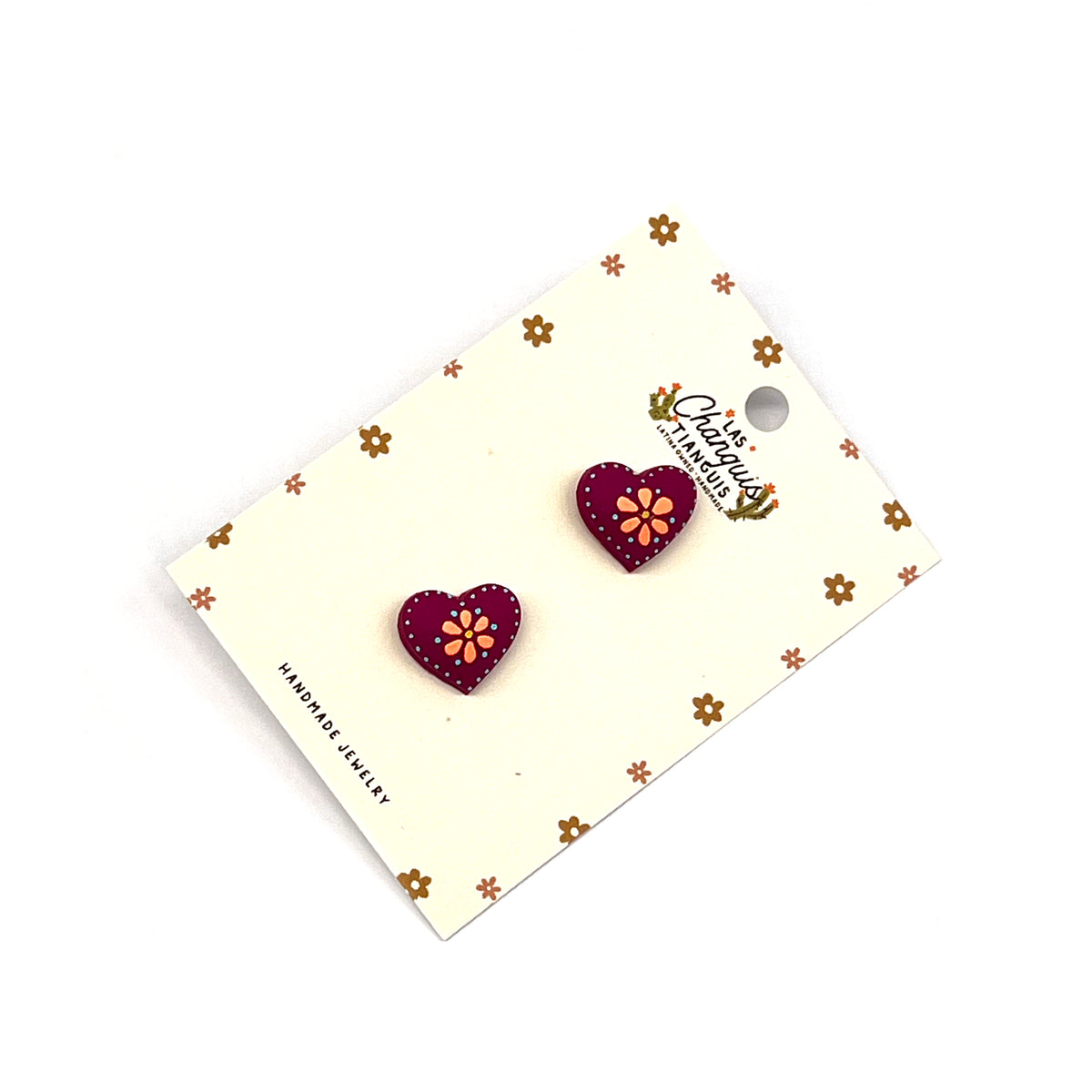 Hand Painted Mexican Heart Earrings