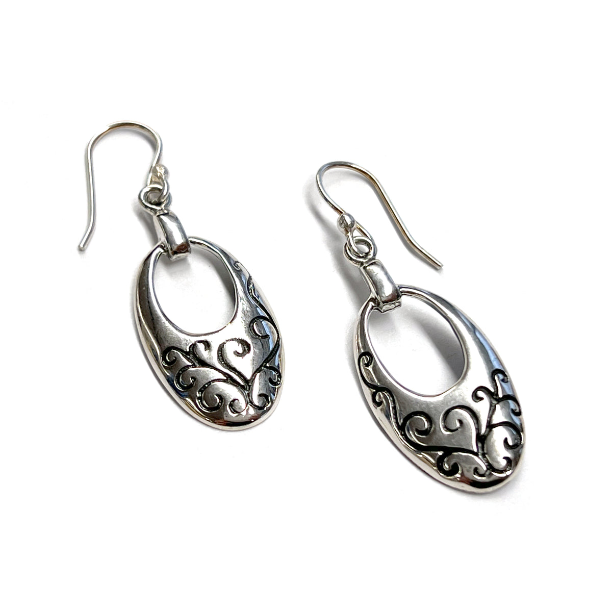 Pendientes colgantes de plata de ley con diseño de espirales