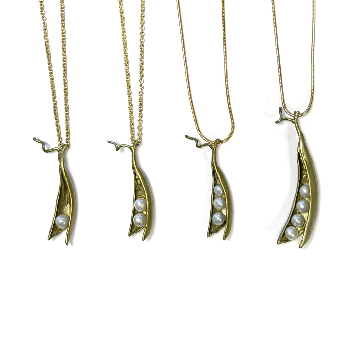 Pea Pod Pearl Pendant Necklaces by Michael Michaud