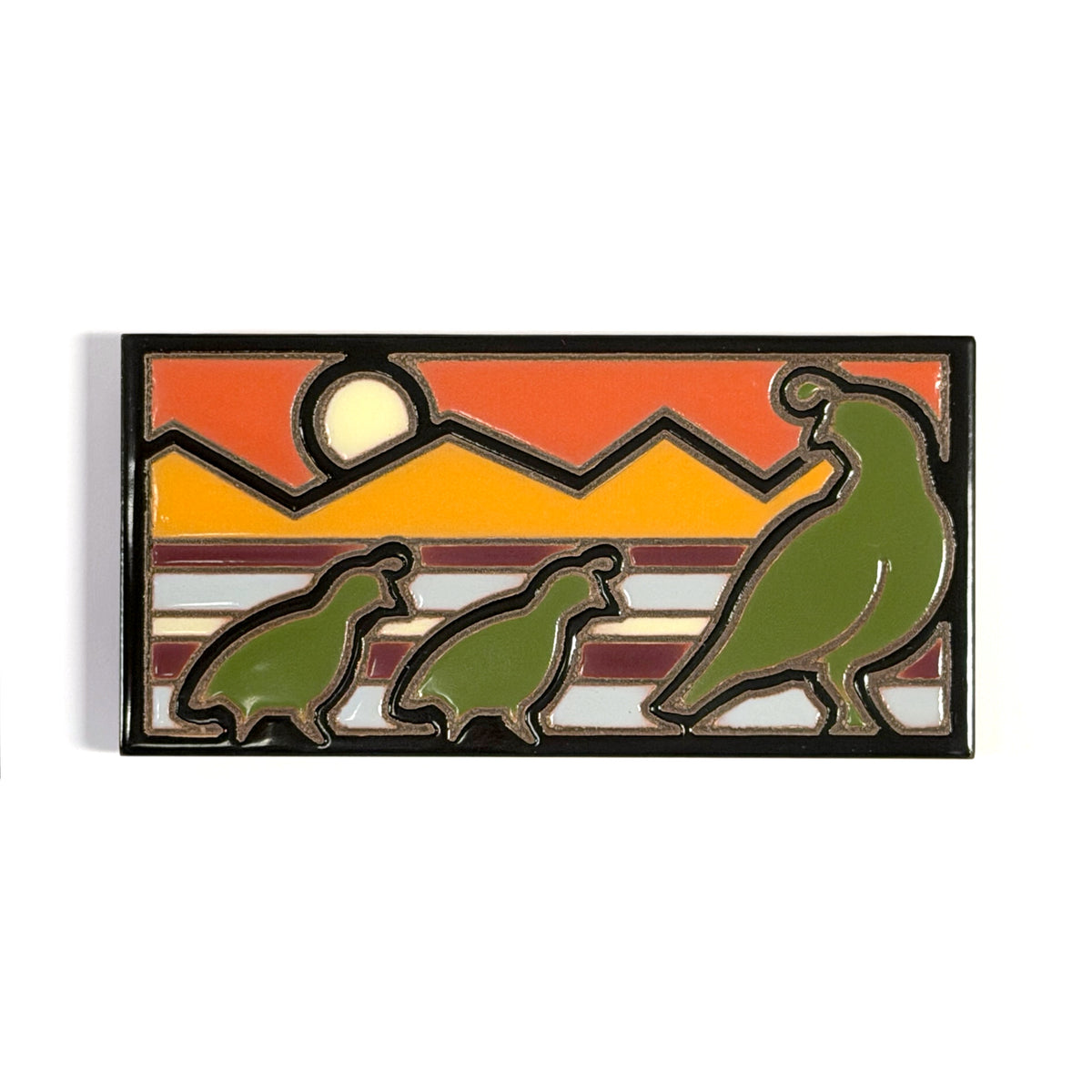 Retro Quail Hand Glazed Tile