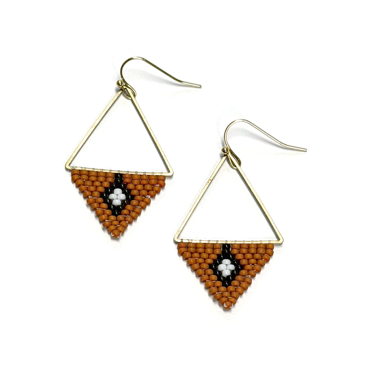 Orange + Brown Triangle Earrings