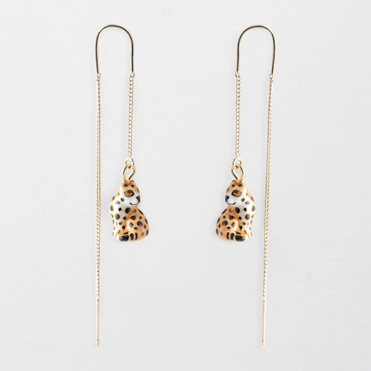 Nach Long Porcelain Leopard Earrings