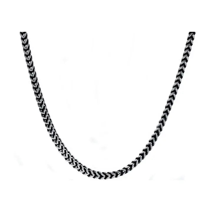 Darkened Stainless Steel Franco Link Chain Necklace