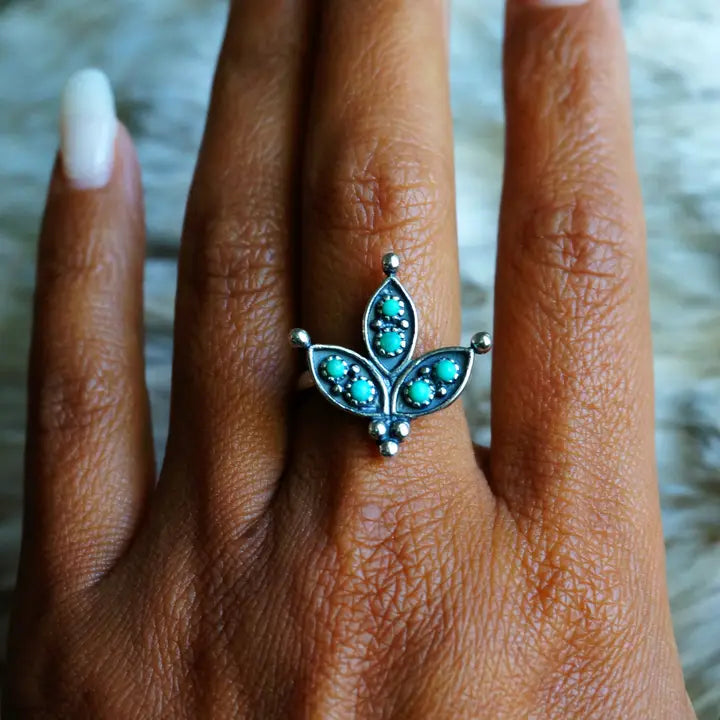 Cactus Flower Turquoise Ring