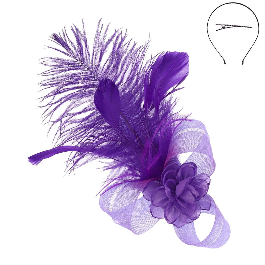 Mesh Flower + Feather Fascinators