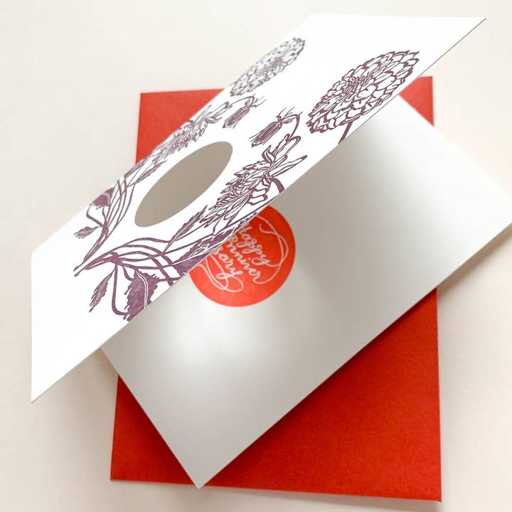 Tarjeta de felicitación botánica de aniversario