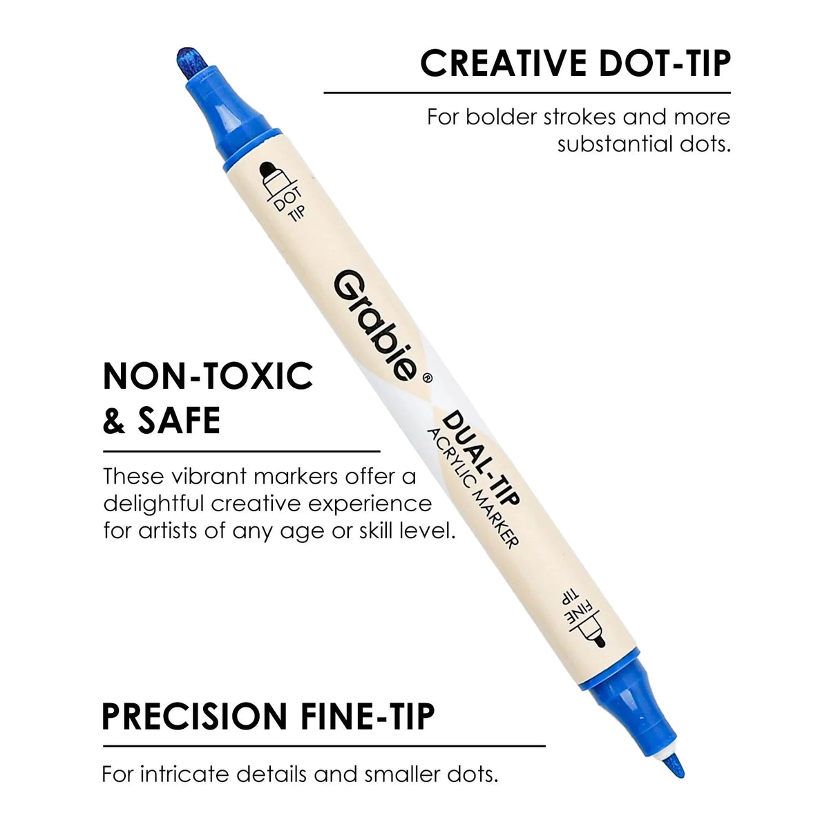 Dual Tip Dot + Fine Tip Acrylic Paint Marker Set of 36