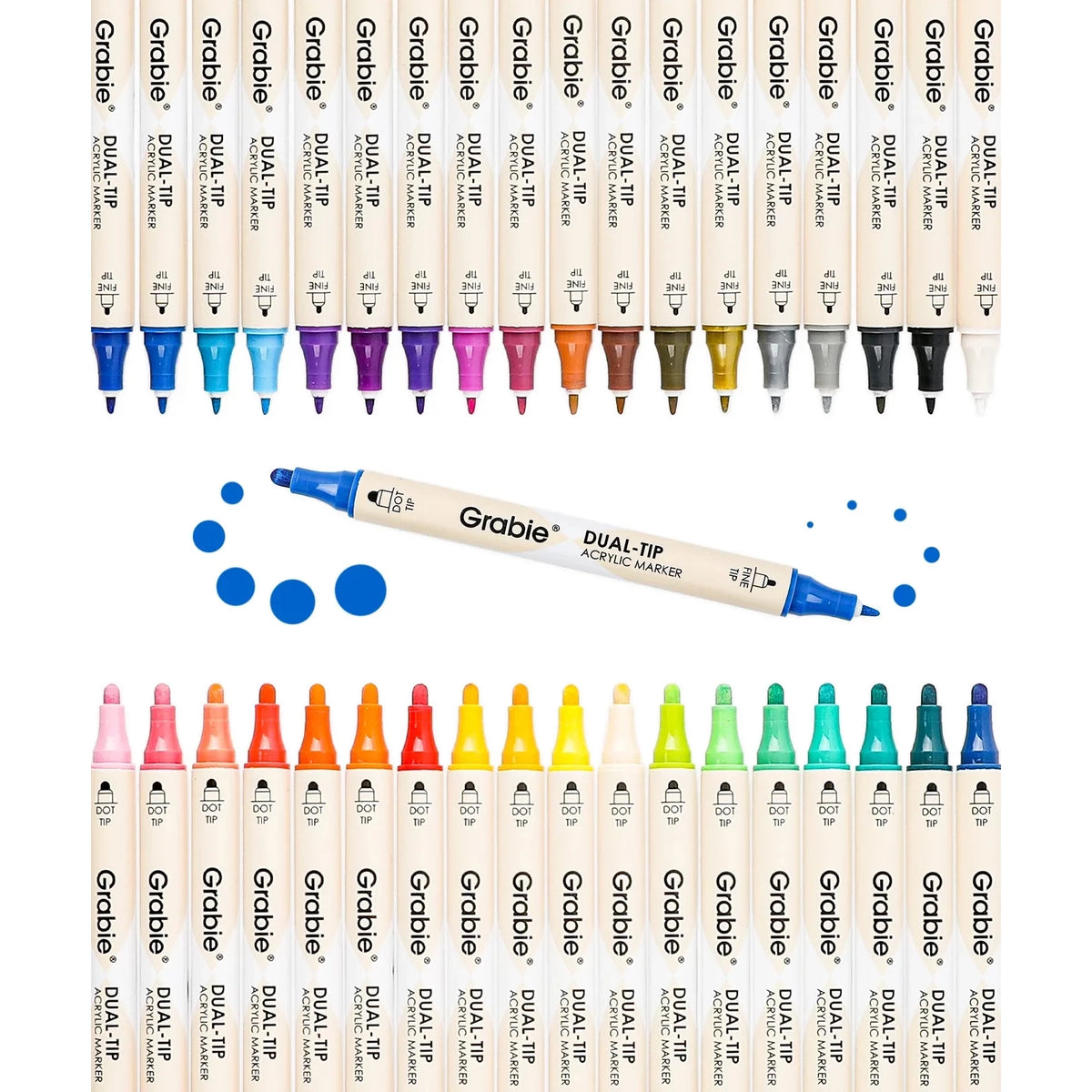 Dual Tip Dot + Fine Tip Acrylic Paint Marker Set of 36