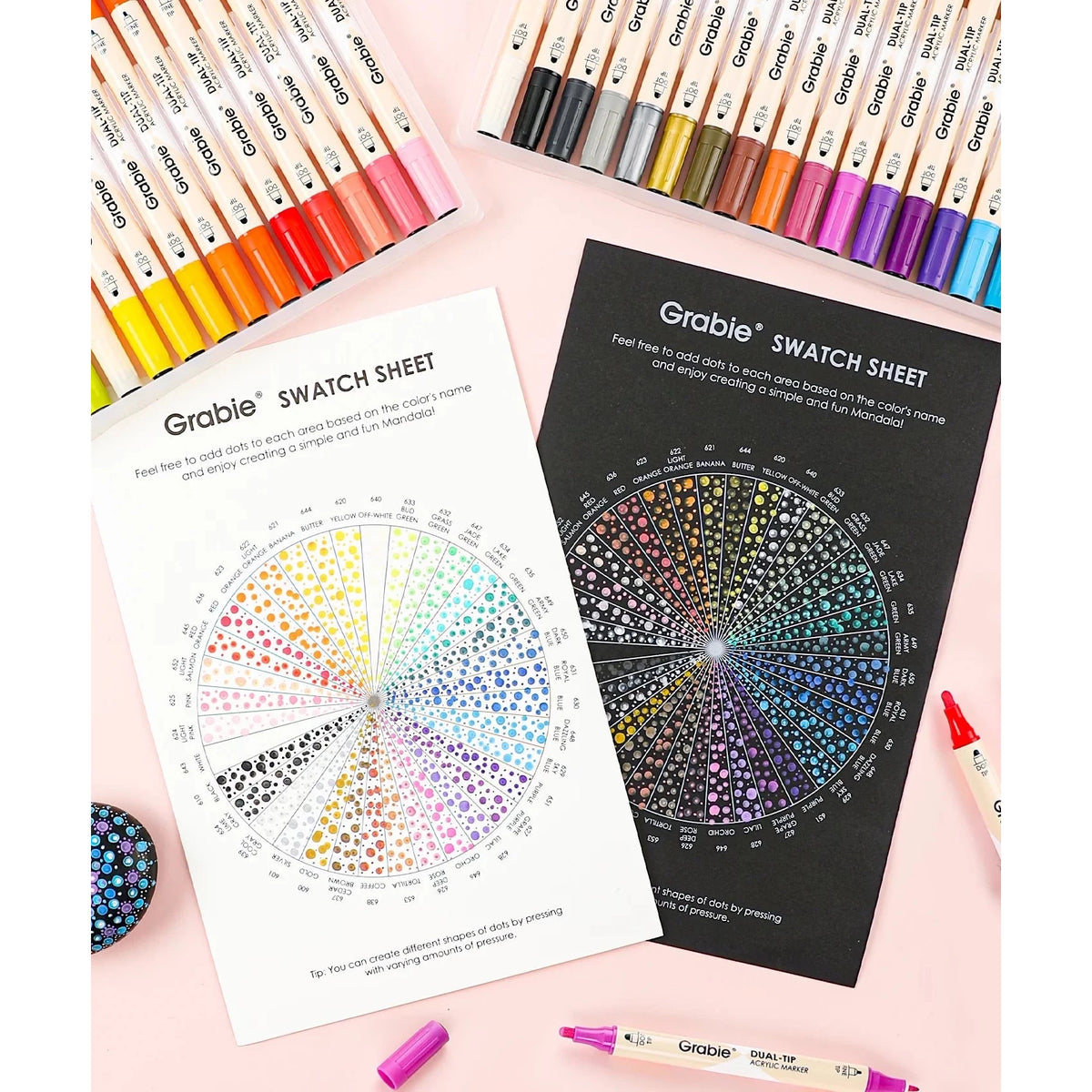 Dual Tip Dot + Fine Tip Acrylic Paint Marker Set of 36