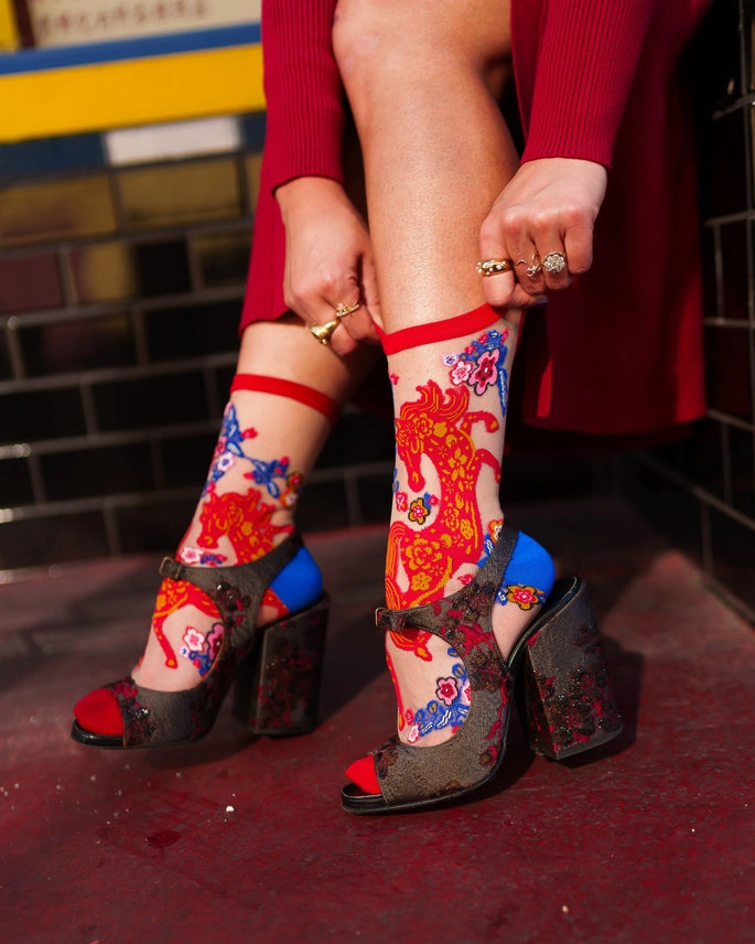 Year of the Horse Sheer Crew Sock