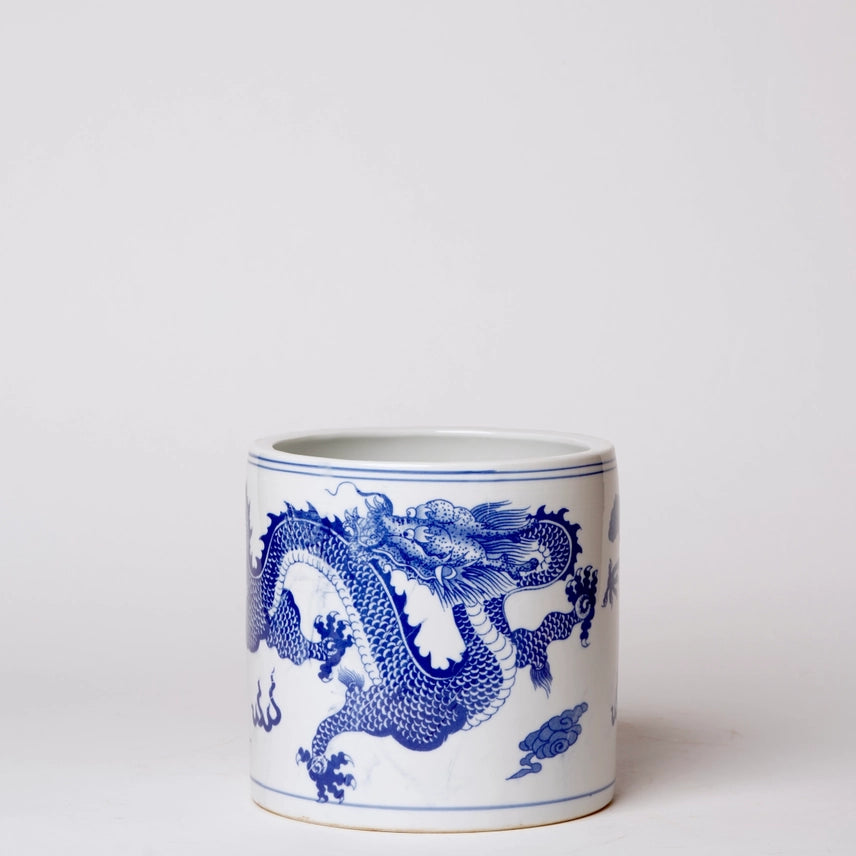 Blue + White Dancing Dragons Cachepot