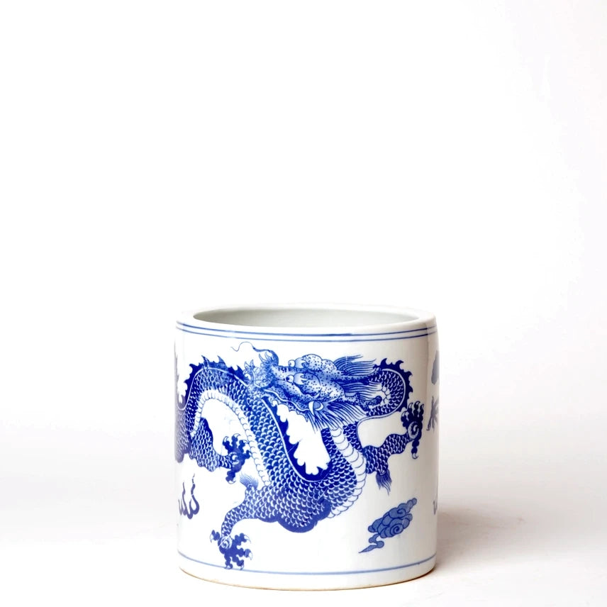 Blue + White Dancing Dragons Cachepot