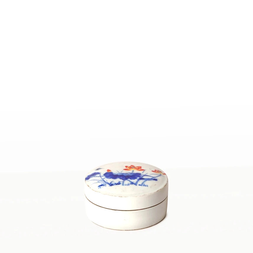 Blue + White Porcelain Lotus Bloom Ink Box