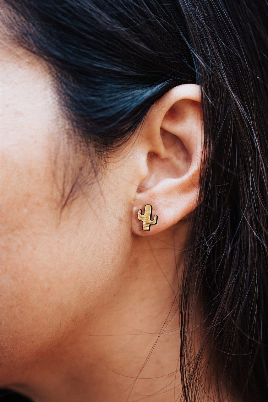 Bamboo Cactus Stud Earrings