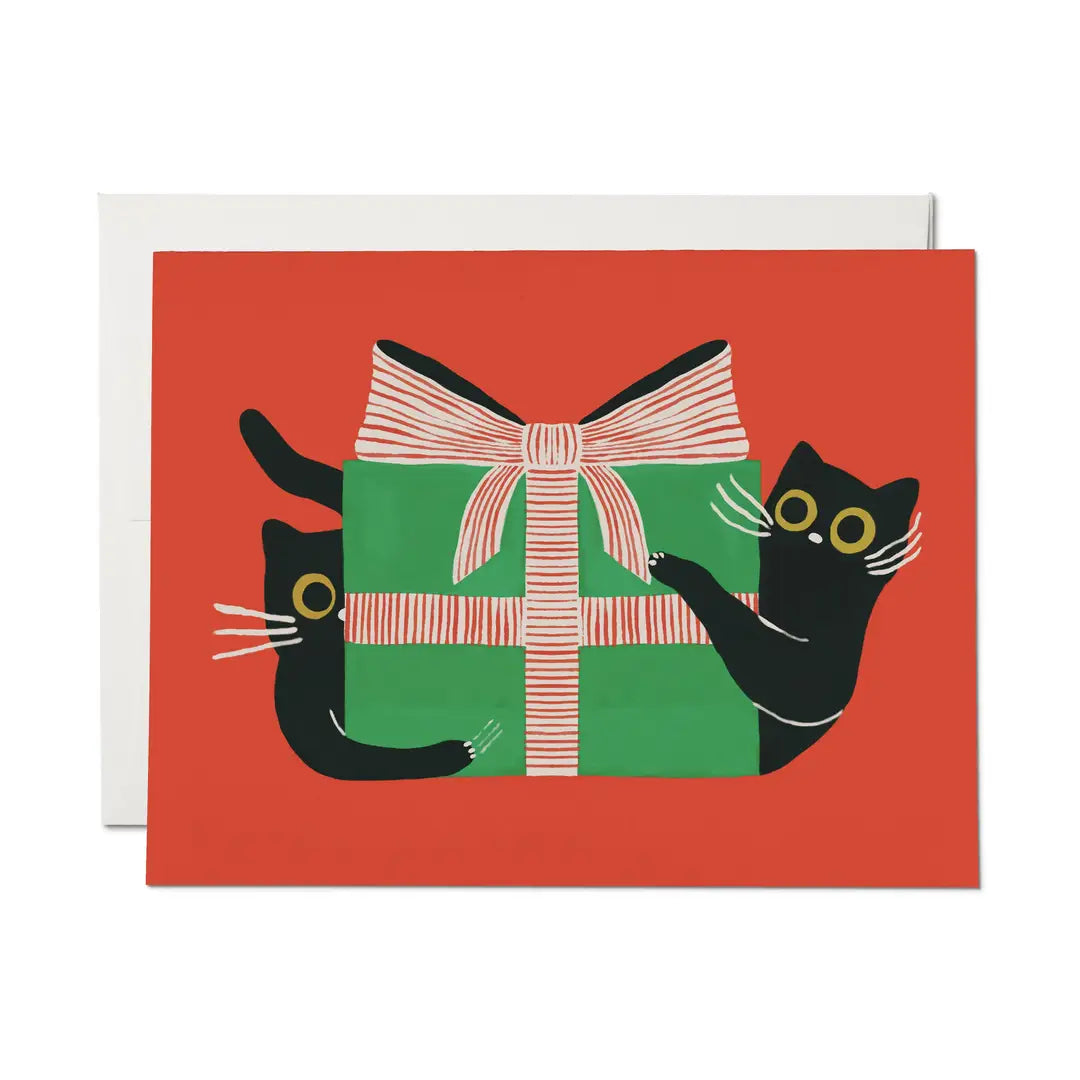 Holiday Black Cat Greeting Card