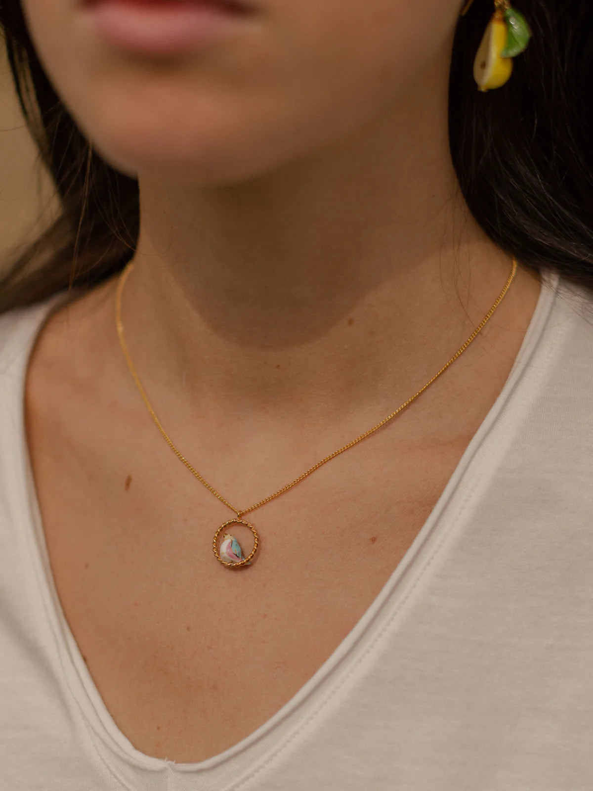 Nach Harvest Time Porcelain Bird Necklace