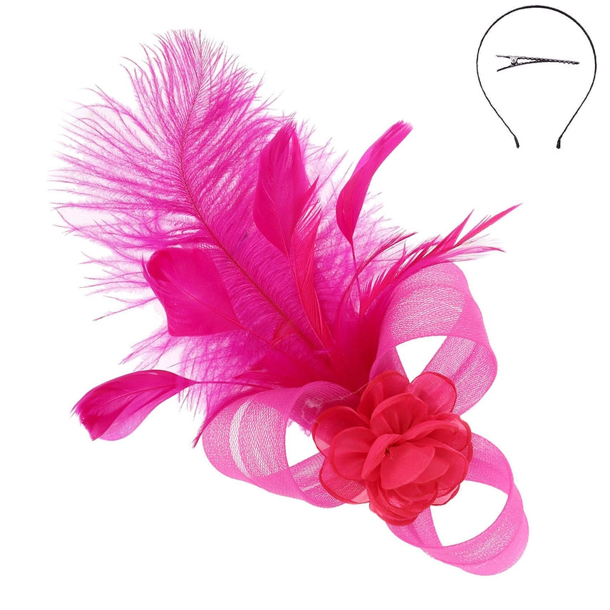 Mesh Flower + Feather Fascinators