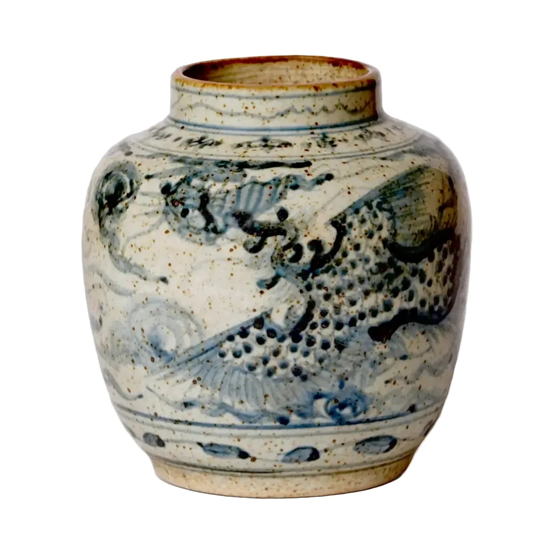 Rustic Porcelain Phoenix Small Round Vase