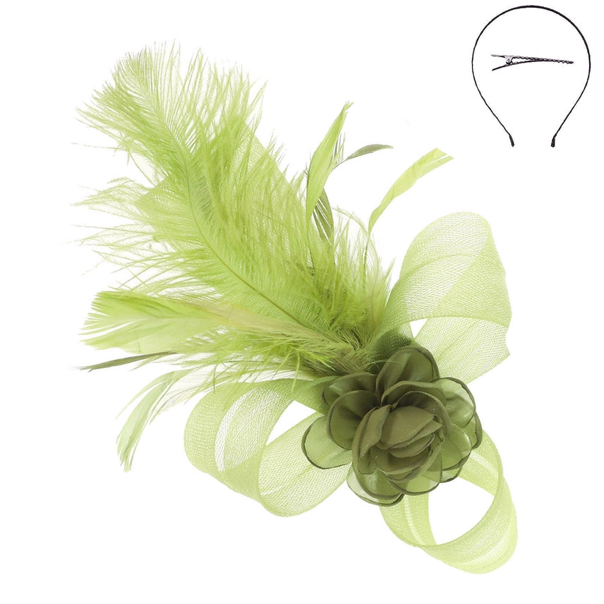 Mesh Flower + Feather Fascinators