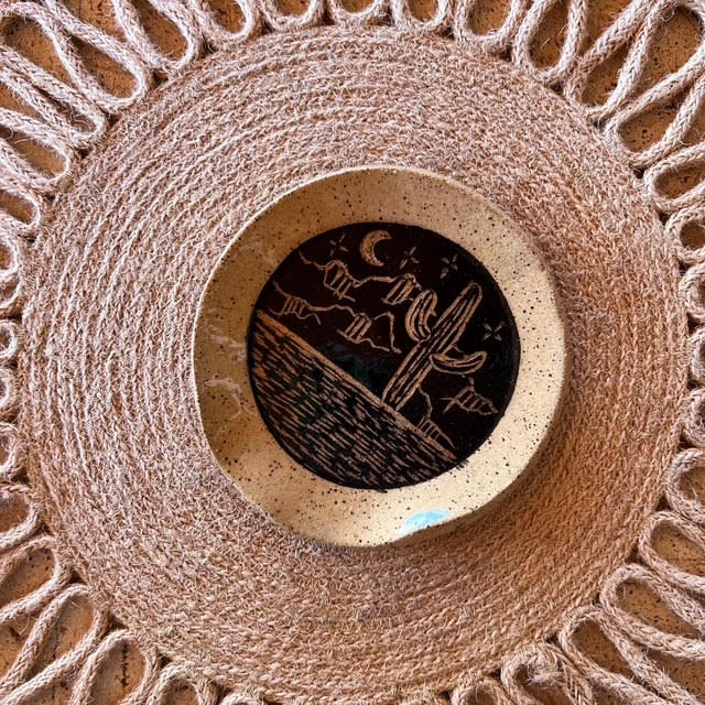 Night Desert Sgraffito Spoon Rest