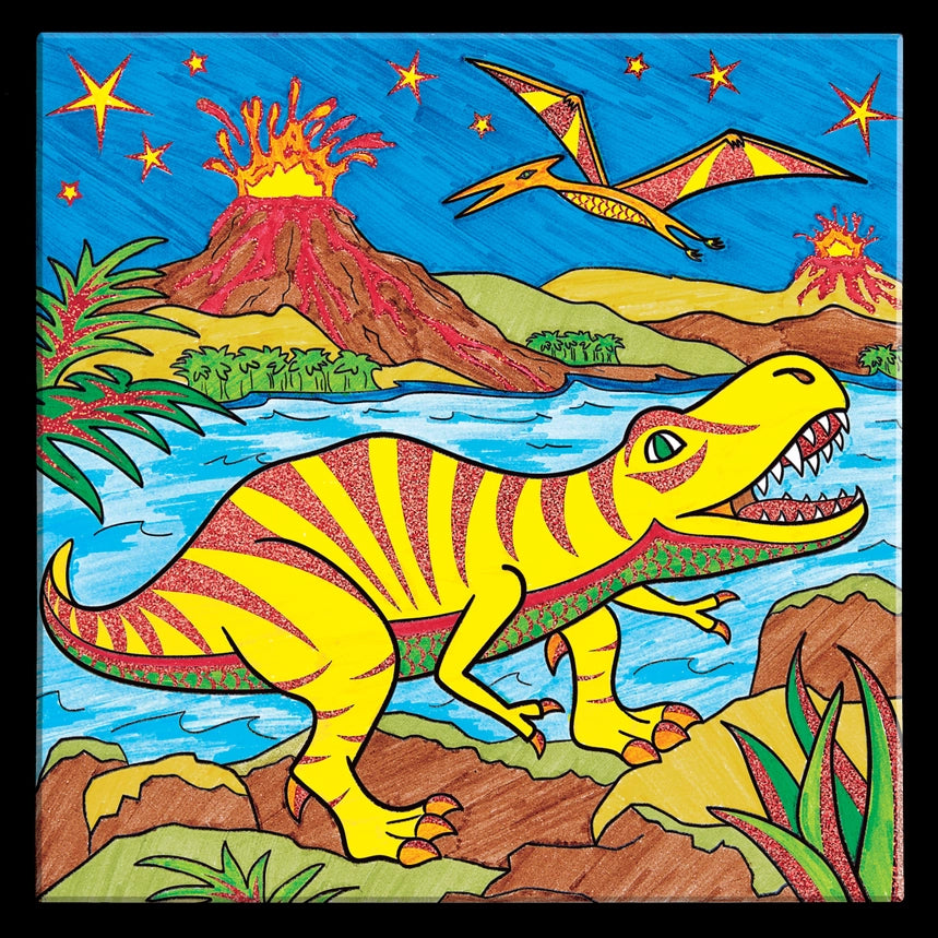 Marker Color By Number T-Rex Foil Fun Kit