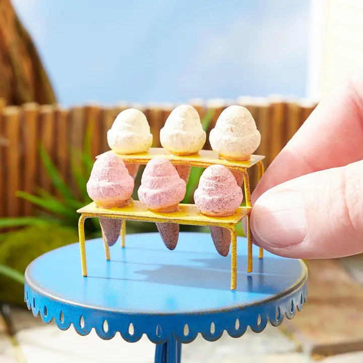 Miniature Ice Cream Cones in Stand