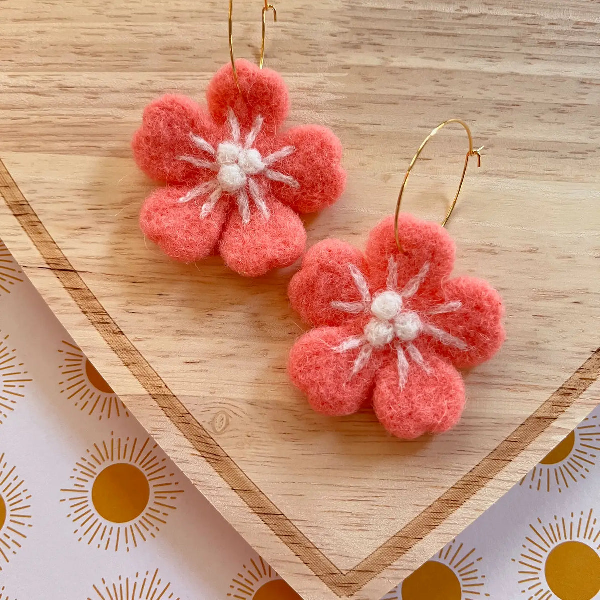 Sakura Flower Felted Earrings