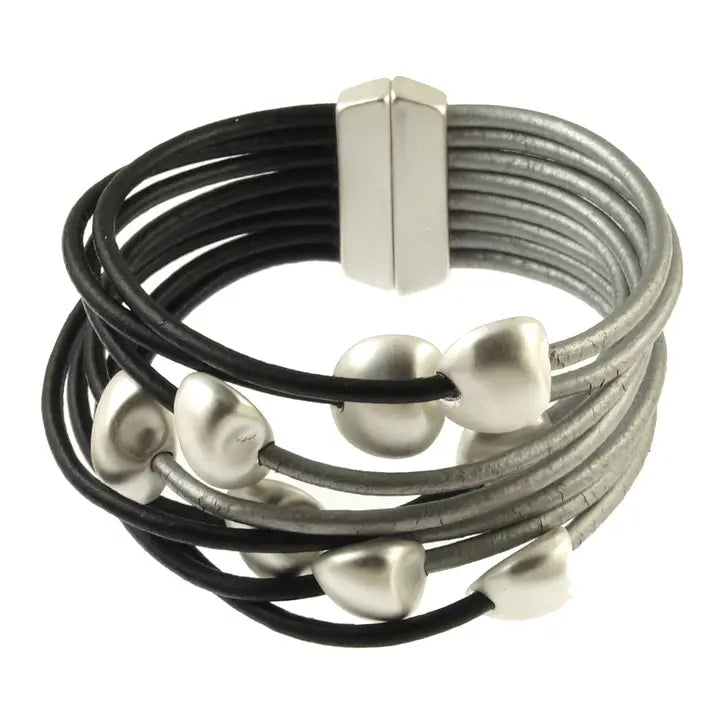 Two Tone White + Black Metal Bracelet