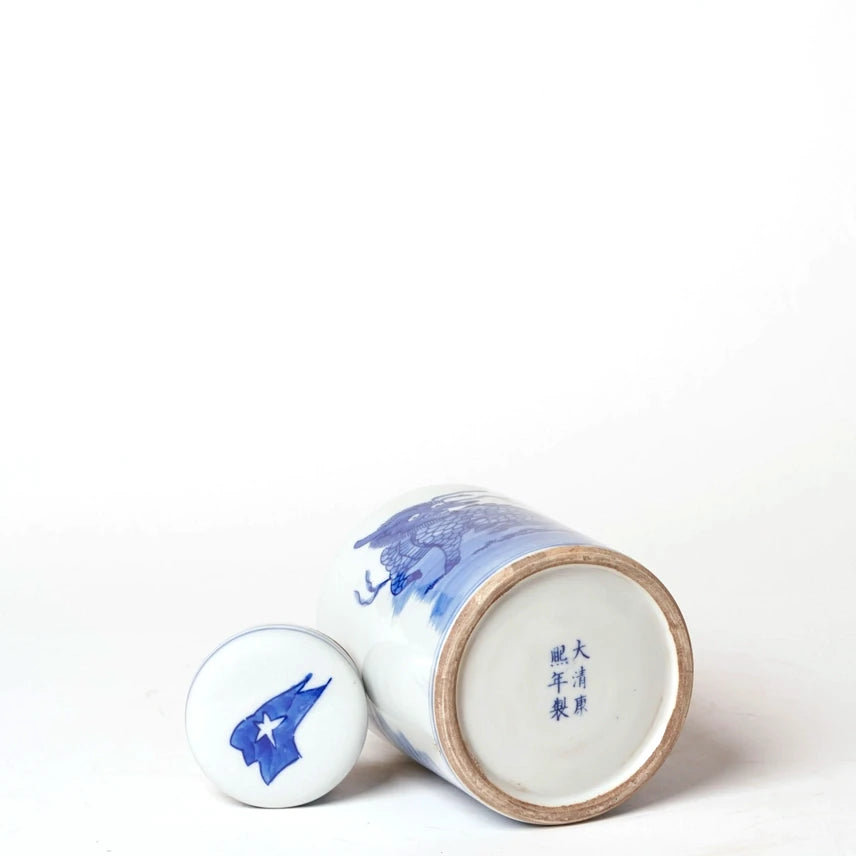 Blue + White Porcelain Mythical Creature Cylinder Caddy