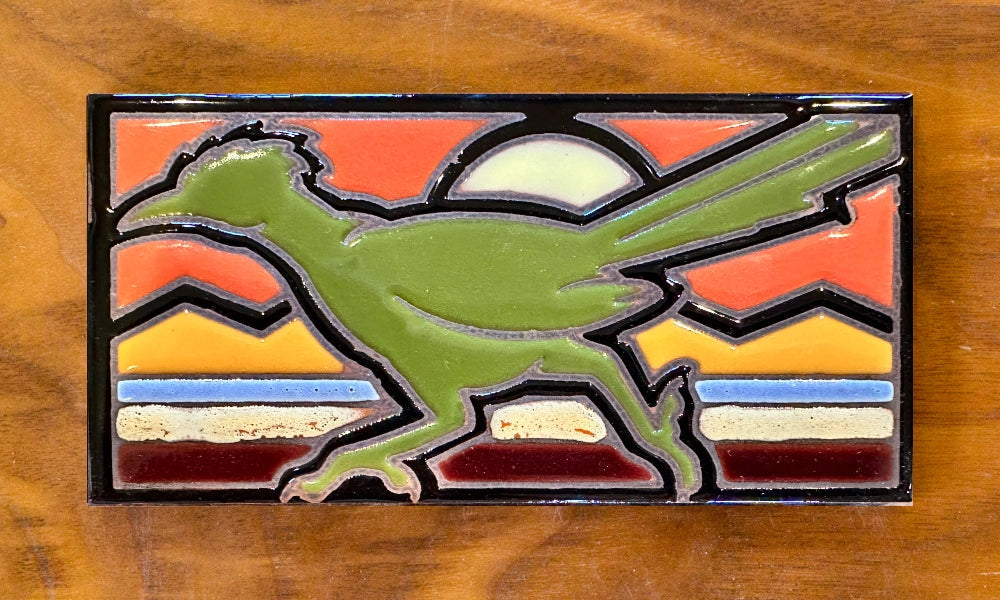 Retro Roadrunner Hand Glazed Tile
