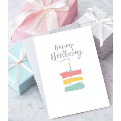 Carte de vœux avec un gâteau d'anniversaire